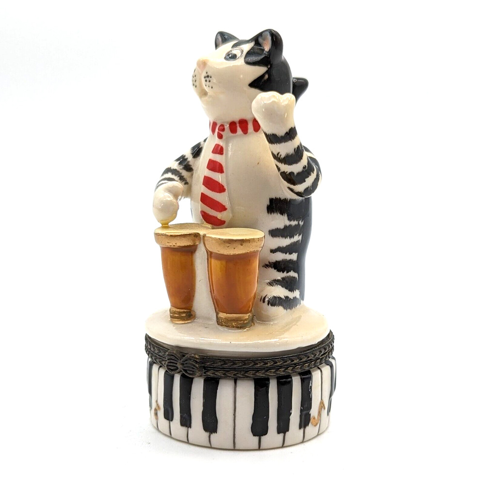 Bongo Playing Cat Hinged Trinket Box with Trinkets by Direct Connection Industry - Picture 3 of 12